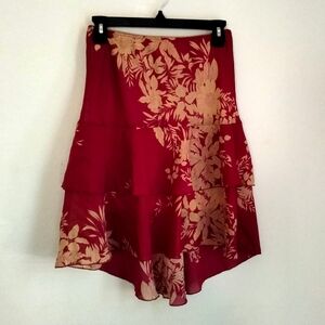 Charlotte Russe Skirt Women Medium Red Floral Elegant Office Academia Church 90s